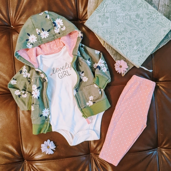 Carter's Other - 3-Piece Carter's Daisy Lovely Jacket Set 6M EUC